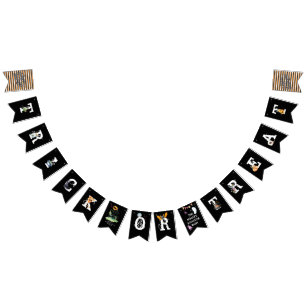 Black White & Orange Illustrated Halloween Bunting