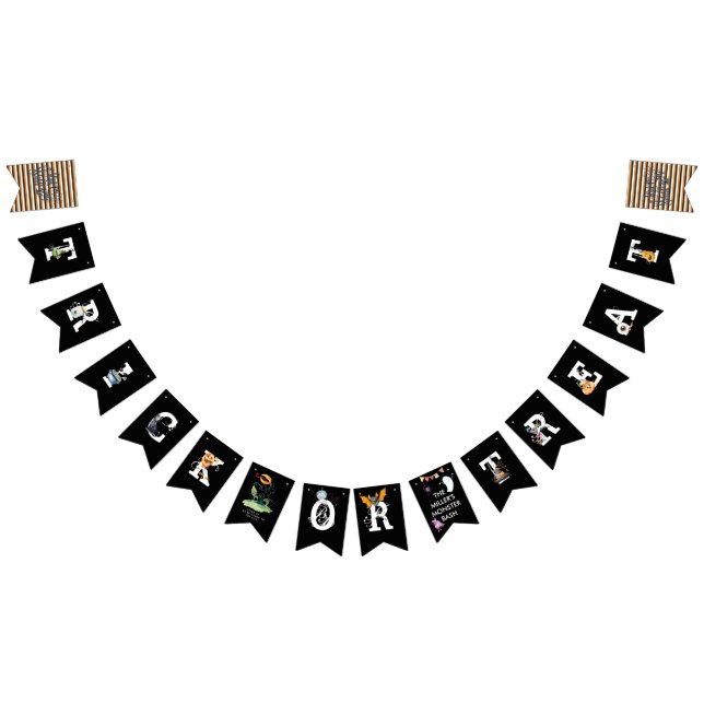 Black White & Orange Illustrated Halloween Bunting Bunting (All)