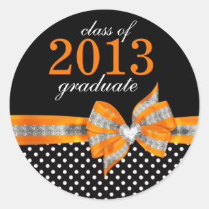 Black White Orange Polka Dot Graduation Seal