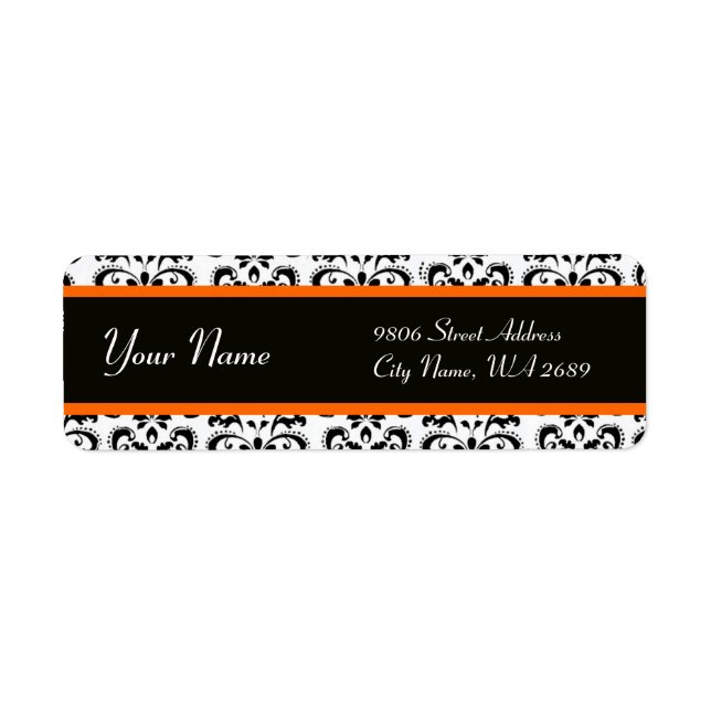 BLACK WHITE ORANGE YELLOW DAMASK (Front)