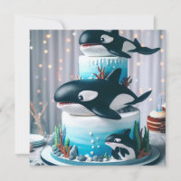  BLACK & WHITE ORCA WHALE CAKE CUTE KIDS 