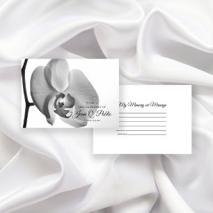 Black White Orchid Flower Share a Memory Funeral Card
