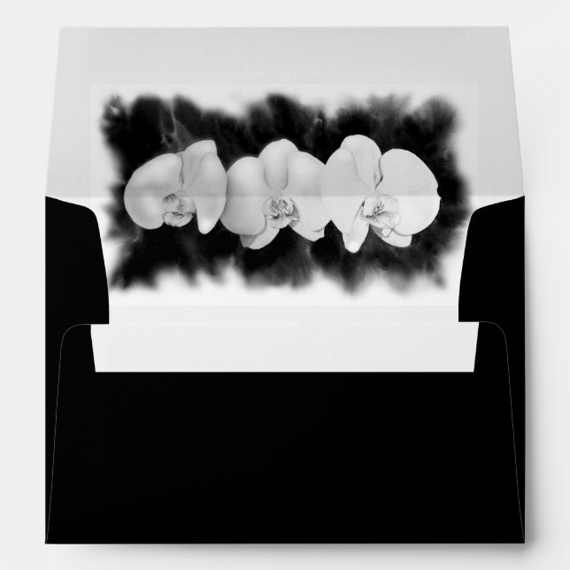 Black White Orchid painting tropical floral   Envelopes (Back (Bottom))