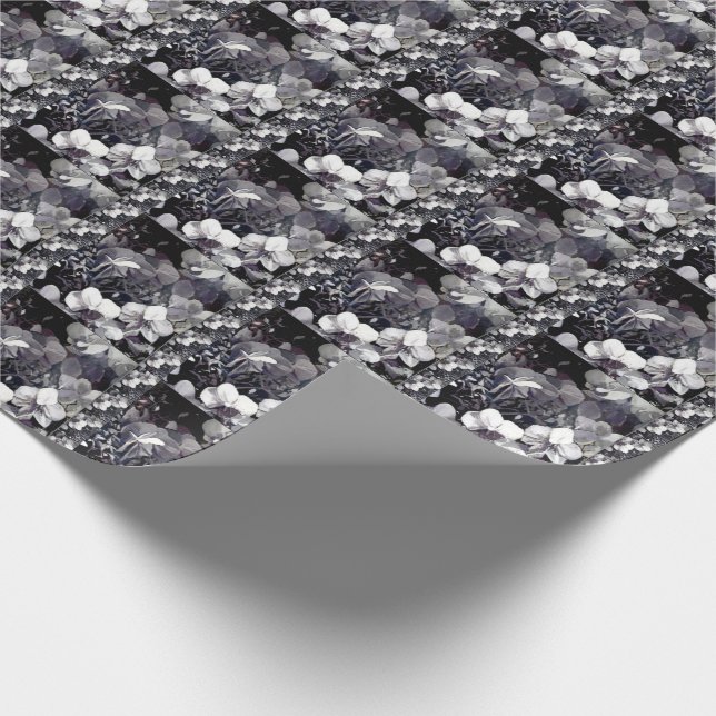 Black White Orchid Single Stripe Wrapping Paper (Corner)
