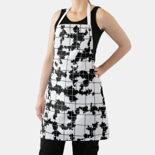 Black White Organic Abstract Art Design Apron
