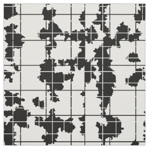 Black White Organic Abstract Art Design  Fabric