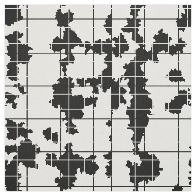 Black White Organic Abstract Art Design  Fabric (Swatch)