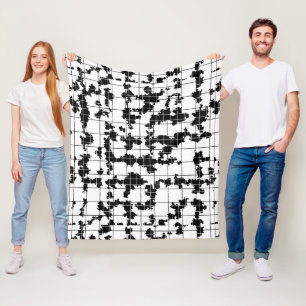 Black White Organic Abstract Art Design Fleece Blanket