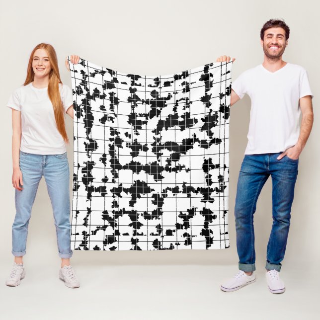 Black White Organic Abstract Art Design  Fleece Blanket (In Situ)