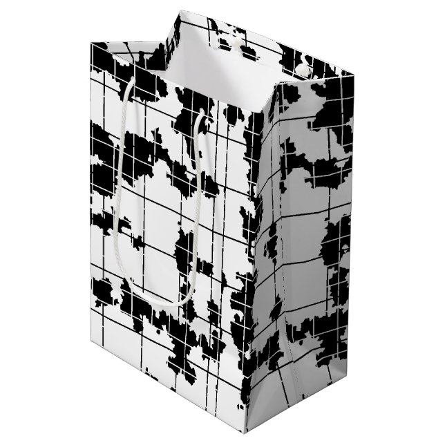 Black White Organic Abstract Art Design  Medium Gift Bag (Front Angled)