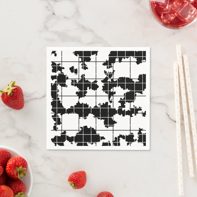Black White Organic Abstract Art Design  Napkin (Insitu)