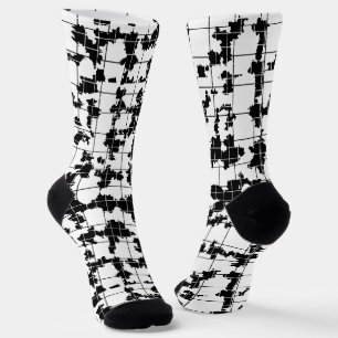 Black White Organic Abstract Art Design Socks