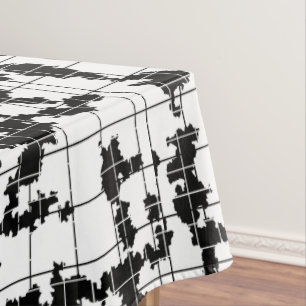 Black White Organic Abstract Art Design Tablecloth