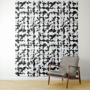 Black White Organic Abstract Art Design Tapestry