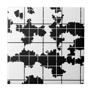 Black White Organic Abstract Art Design Tile