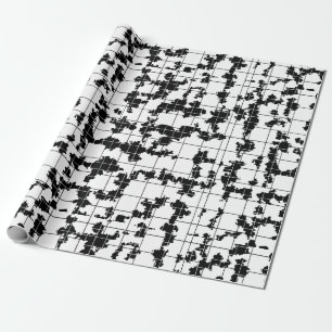 Black White Organic Abstract Art Design Wrapping Paper