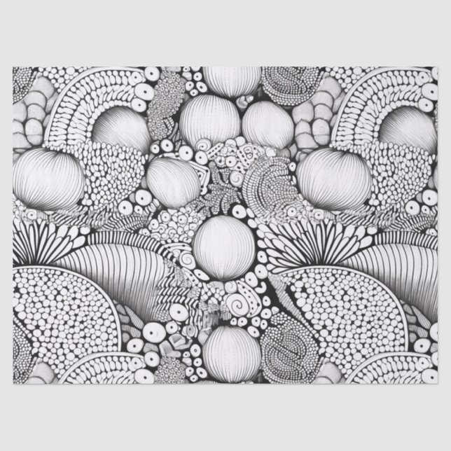 Black White Organic Geometric Pattern Tissue Paper (Front)