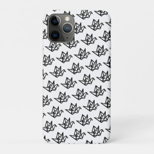 Black & White Origami Paper Crane Linocut Case-Mate iPhone Case