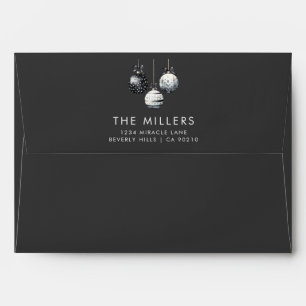 Black White Ornaments Minimalist Christmas Envelope