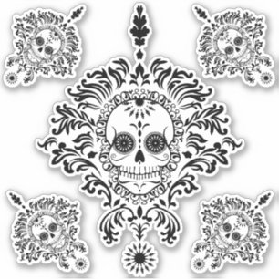 Black & White Ornate Day of the Dead Sugar Skulls