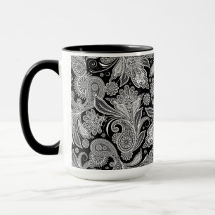 Black & White Ornate Paisley Pattern Mug