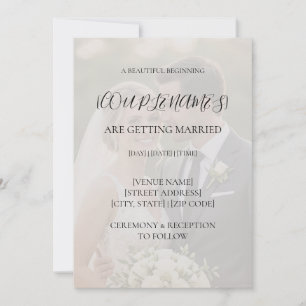 Black & White Overlay Photo Wedding Invitation
