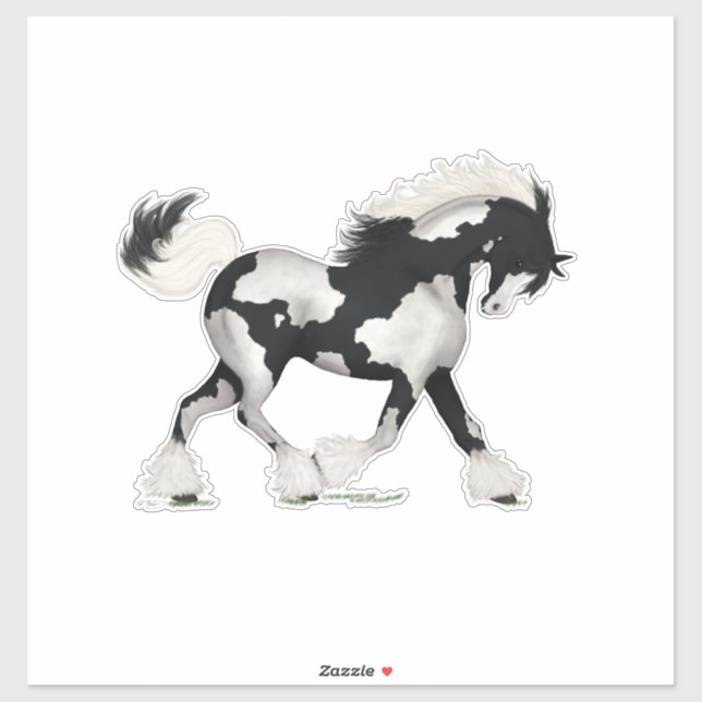 Black & White Overo Gypsy Vanner Horse Pony (Sheet)