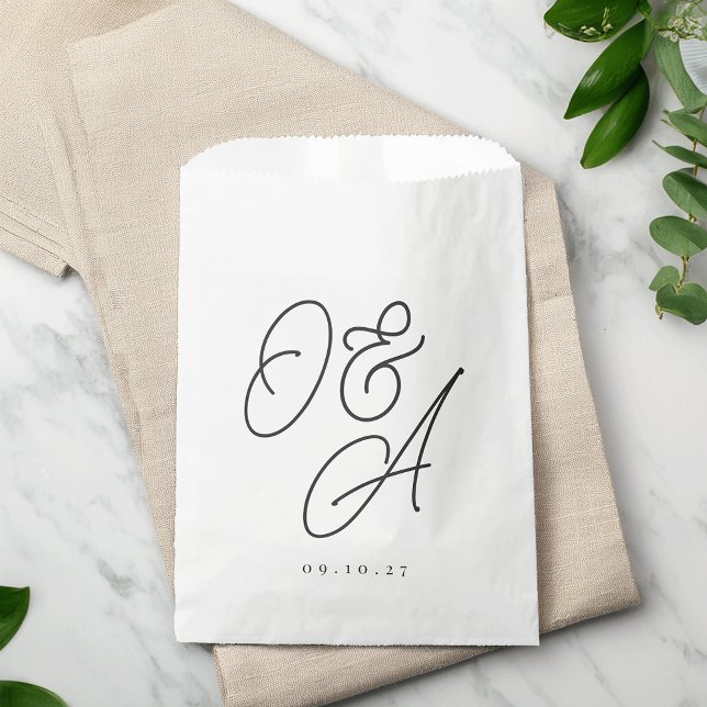 Black & White Oversized Script Monogram Wedding Favour Bags (Creator Uploaded)