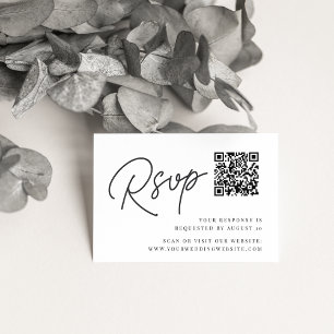 Black & White Oversized Script QR Code RSVP Enclosure Card