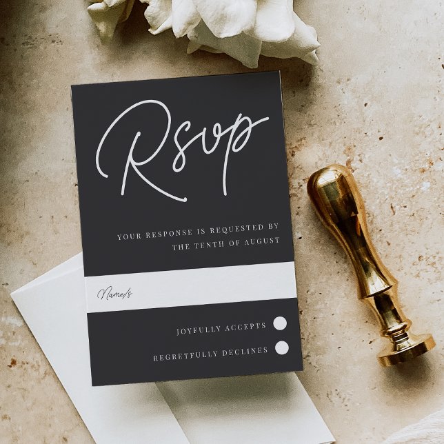 Black & White Oversized Script Traditional RSVP Card (Creator Uploaded)