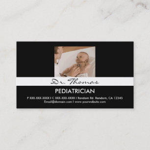 Black white Paediatrician business cards
