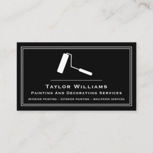 Black White Paint Roller Painting Services Painter Business Card