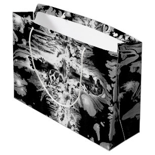 Black + White Paint Swirls Large Gift Bag