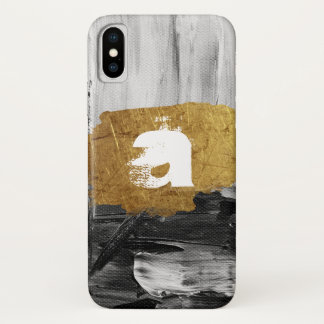 Black White paint with personalized Monogram Case- Case-Mate iPhone Case