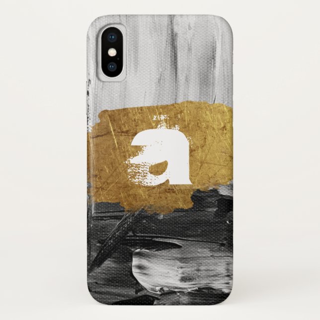 Black White paint with personalized Monogram Case- Case-Mate iPhone Case (Back)