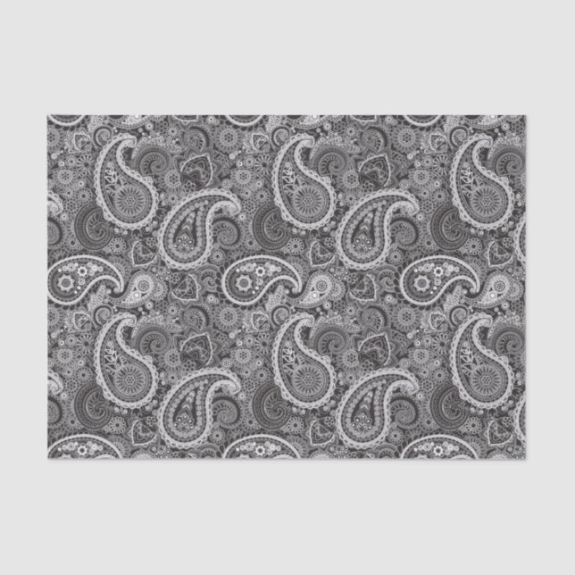 Black White Paisley Elegant Pattern Tissue Paper (Front)