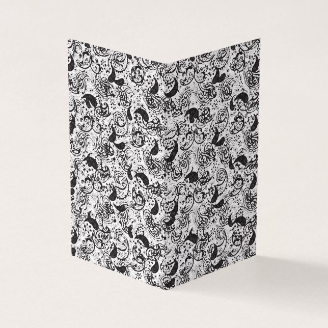 Black & White Paisley Pattern –Elegant Textile Art Business Card (Outside)
