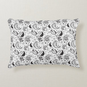 Black & White Paisley Pattern –Elegant Textile Art Decorative Cushion