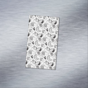 Black & White Paisley Pattern –Elegant Textile Art Magnetic Business Card