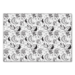 Black & White Paisley Pattern –Elegant Textile Art Table Number