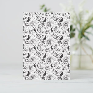 Black & White Paisley Pattern –Elegant Textile Art Thank You Card