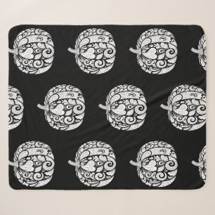 Black & White Paisley Pumpkin Fleece Blanket