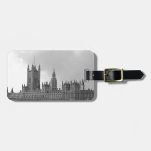 Black White Palace of Westminster Luggage Tag