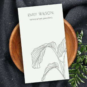 Black White Palm Leafy Sketch Jewellery Display Business Card