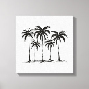 Black & White Palm Trees Graphic T-Shirt for Men W Canvas Print