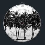 Black White Palm Trees Silhouette Dartboard<br><div class="desc">Palm Tree - Exotic Palms - Hawaii Sky - Pop Art Palm Trees and Sky - Tropical Island Exotic Palm Trees,  Beach,  Sky - Exotic Islands</div>