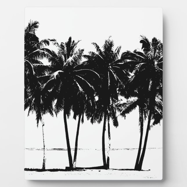 Black White Palm Trees Silhouette Plaque (Front)