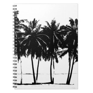 Black White Palm Trees Silhouette Spiral Notebook