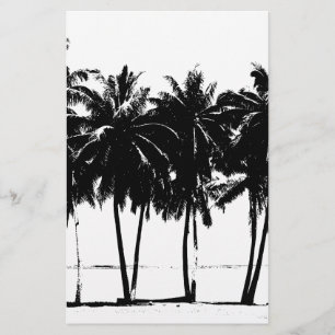 Black White Palm Trees Silhouette Stationery