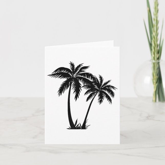 Black White Palm Trees Summer Sun Beach Women Men  Card (Front)